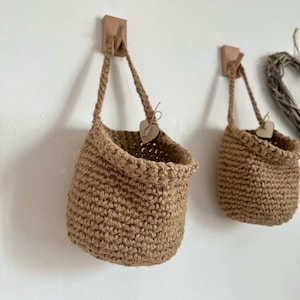 Jute hanging crochet baskets, jute storage UK, Jute basket, Handmade UK, Plant holders UK
