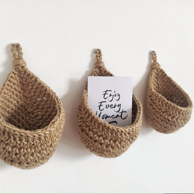 Jute baskets, Jute crochet hanging baskets, Hanging Basket UK, For bathroom, Housewarming Gift, hanging planter UK, Plant holders UK image 1