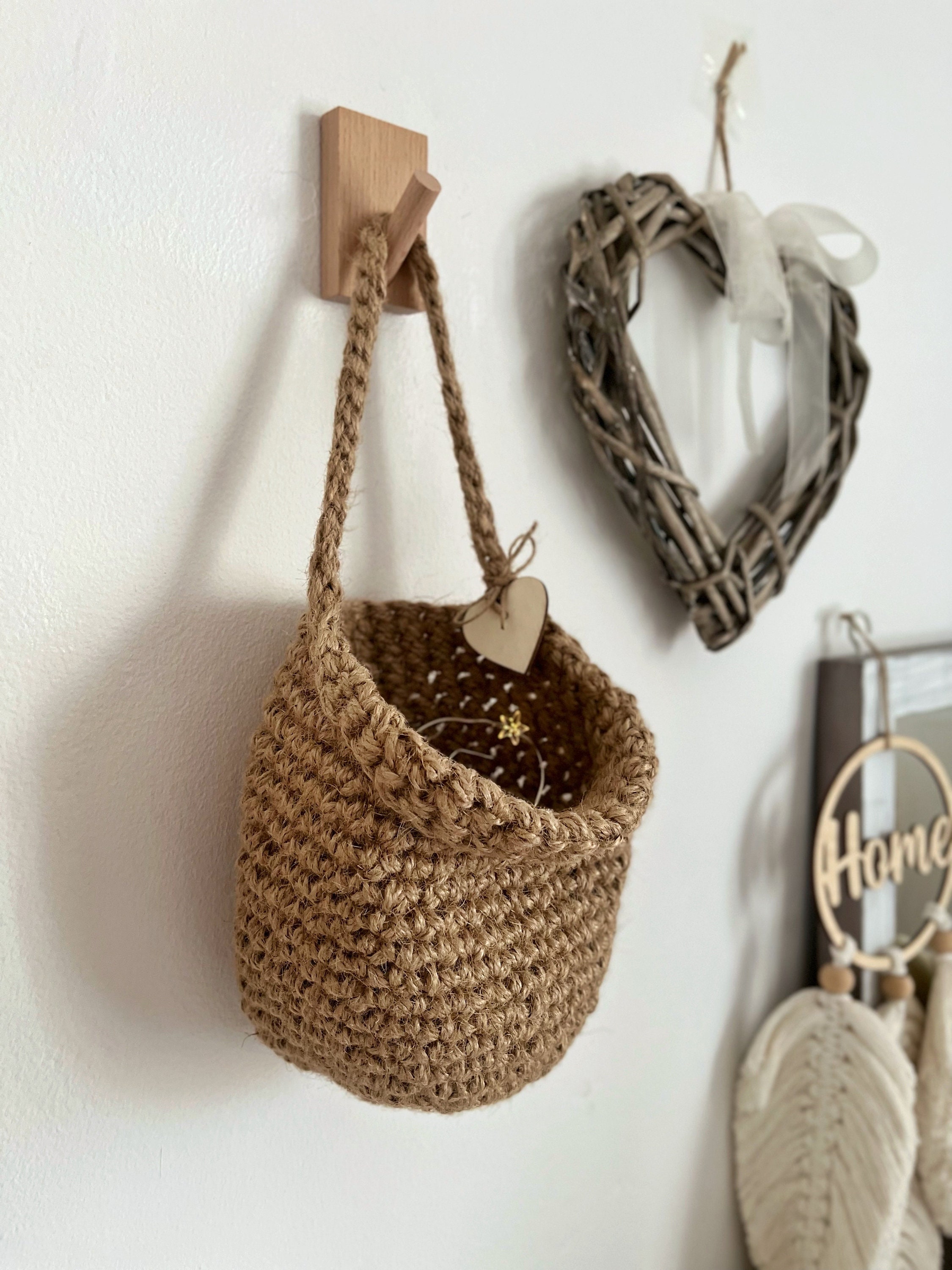 Set of 3 Jute Hanging Crochet Baskets Hanging Jute Basket Etsy UK