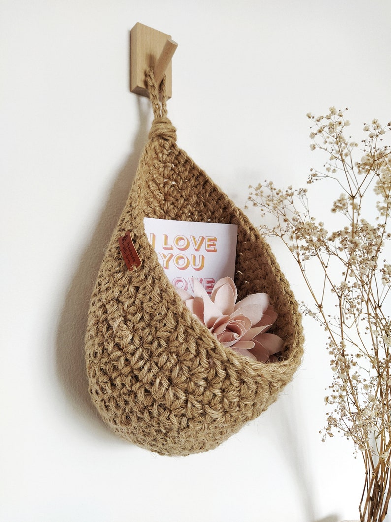 Jute baskets, Jute crochet hanging baskets, Hanging Basket UK, For bathroom, Housewarming Gift, hanging planter UK, Plant holders UK image 2