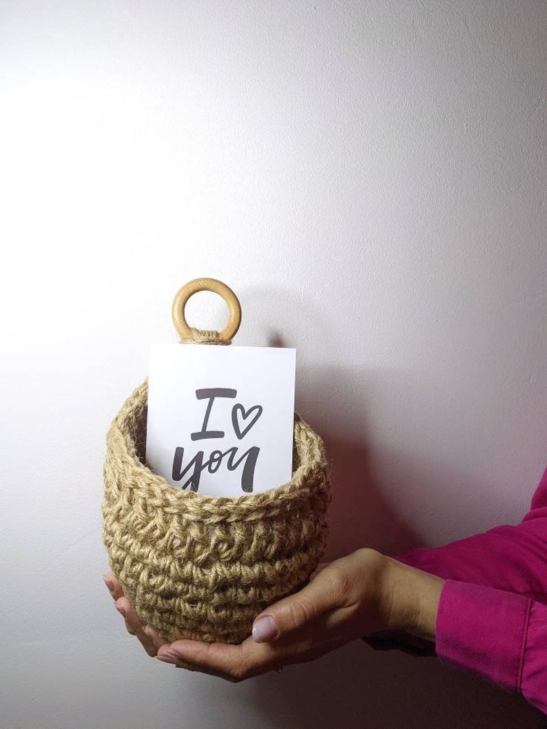 Jute baskets, Jute crochet hanging baskets, Hanging Basket UK, For bathroom, Housewarming Gift, hanging planter UK, Plant holders UK image 5