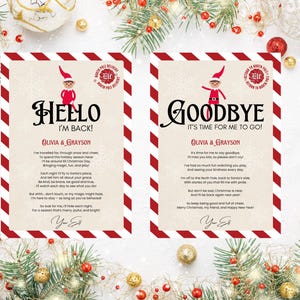 Carta de elfo editable, carta de llegada, carta de regreso, carta de despedida, carta de Navidad de regreso, plantilla de Canva, PLR