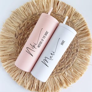 Personalized Tumblers | Bridesmaid Proposal Gifts | Custom Cups | Bachelorette Party Favor | 18 oz Acrylic Tumbler with Straw