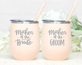 Mother of the Bride Wine Tumbler, Mother of the Groom gift, Mother of the groom wine tumbler, Mother of the bride stemless wine gift