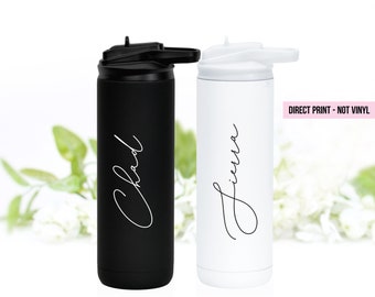 Personalized Soft Matte Tumbler | Custom Water Bottle | Tumbler with Name | Bridesmaid Gift | UV Print