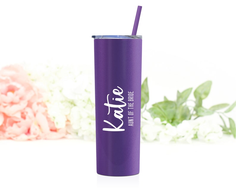 Mother of the Bride Tumbler Mother of the Groom Gift Bridesmaid Tumbler Matron of Honor Gift Maid of Honor Cup Custom Tumbler Matte Grape