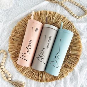 Bridesmaid Gift | Personalized 18oz Acrylic Tumbler with Straw | Bridesmaid Tumbler | Bridesmaid Proposal | Bachelorette Party Gifts