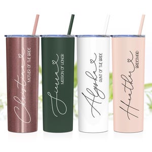 Maid of Honor Cup | Matron of Honor Gift | Mother of the Bride Tumbler | Bridesmaid Cup with Straw | Personalized Gift for Bridesmaid