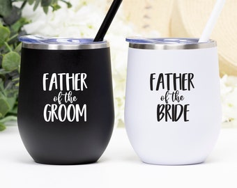 Father of the Bride Wine Tumbler, Father of the Groom gift, Father of the groom wine tumbler, Father of the bride stemless wine gift