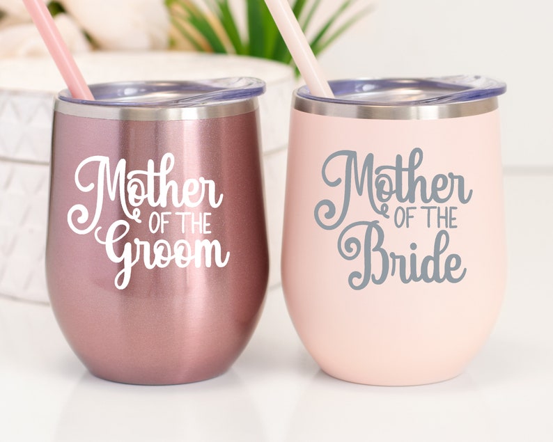 Mother of the Bride or Groom Wine Tumbler, Mother of the Bride or Groom gift, with straw and lid