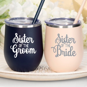 Sister of the Bride Wine Tumbler, Sister of the Groom gift, Sister of the groom wine tumbler, Sister of the bride wine cup gift image 6