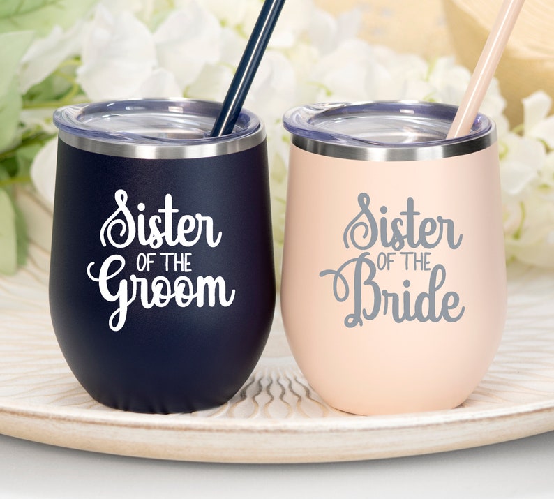 Sister of the Bride Wine Tumbler, Sister of the Groom gift, Sister of the groom wine tumbler, Sister of the bride wine cup gift image 6