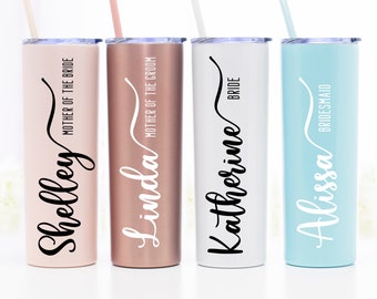 Bridesmaid Tumbler | Bridesmaid Gift | Mother of the Groom Tumbler | Rose Gold Bridesmaid Cup with Name | Gift for Bridal Party | UV Print