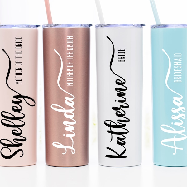 Bridesmaid Tumbler | Bridesmaid Gift | Mother of the Groom Tumbler | Rose Gold Bridesmaid Cup with Name | Gift for Bridal Party | UV Print