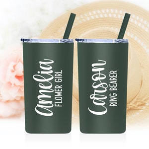 Flower Girl Tumbler Gift for Flower Girl Tumbler with Name Flower Girl Proposal Matte Pine Needle