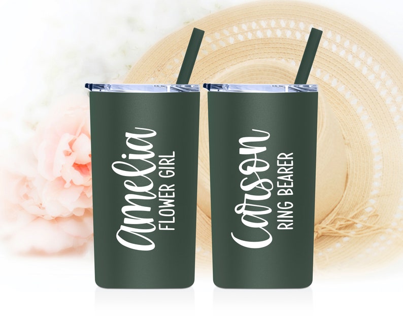 Flower Girl Tumbler Gift for Flower Girl Tumbler with Name Flower Girl Proposal Matte Pine Needle