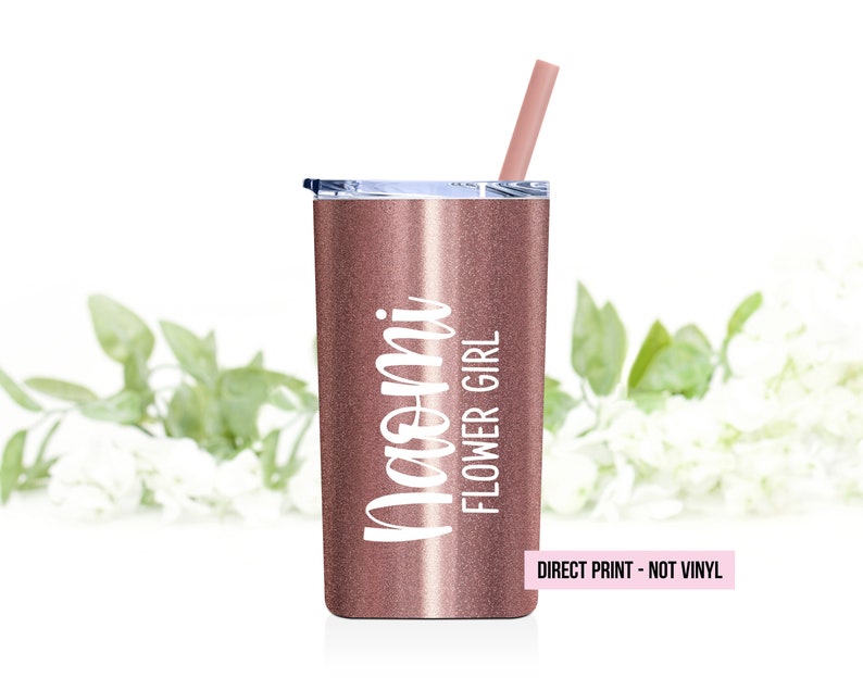 Flower Girl Tumbler Gift for Flower Girl Tumbler with Name Flower Girl Proposal Rose Gold