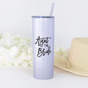 aunt of the bride or groom tumbler with lid and straw