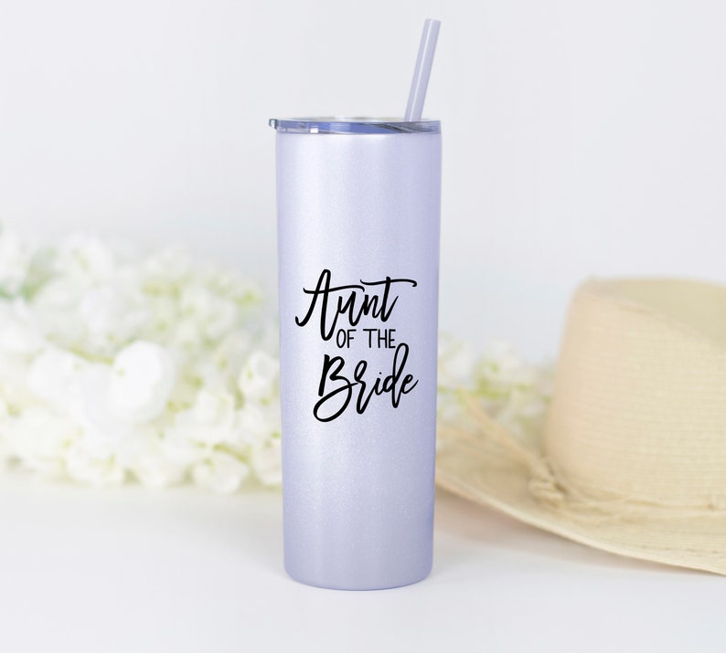 aunt of the bride or groom tumbler with lid and straw