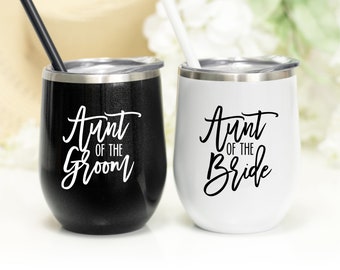 Aunt of the Bride/Groom Wine Tumbler: Wedding Keepsake Gift