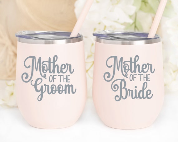 Mother of the Bride Wine Tumbler, Mother of the Groom gift, Mother of the groom Cup, Mother of the bride stemless wine gift