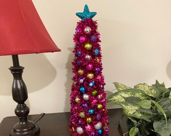 Neon Tabletop tree, Multi Colored Mini Tree, Neon Mini Tree, Tabletop Christmas Tree, Tabletop Ornament Tree, Ornament Mini Tree, Small Tree