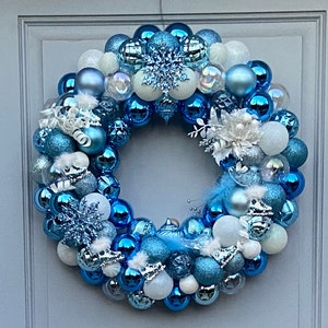 Winter Wreath Snowflake Ornament Wreath Blue Ornament - Etsy