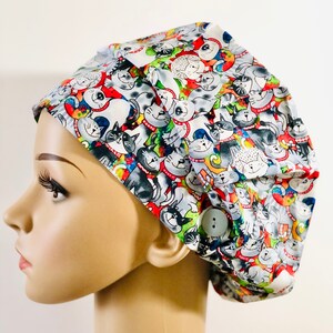 Забавные кошки Bouffant Скраб Шапочка с пуговицами для медицинских работников