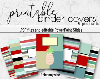 Modern Binder Covers Printable, 8 Covers, Printable Binder Spines, Household Binder, Binder Covers for School, Binder Covers for Teacher