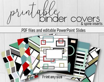 Modern Binder Covers Printable, 8 Covers, Printable Binder Spines, Household Binder, Binder Covers for School, Binder Covers for Teacher