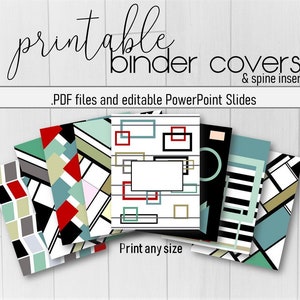 Modern Binder Covers Printable, 8 Covers, Printable Binder Spines, Household Binder, Binder Covers for School, Binder Covers for Teacher