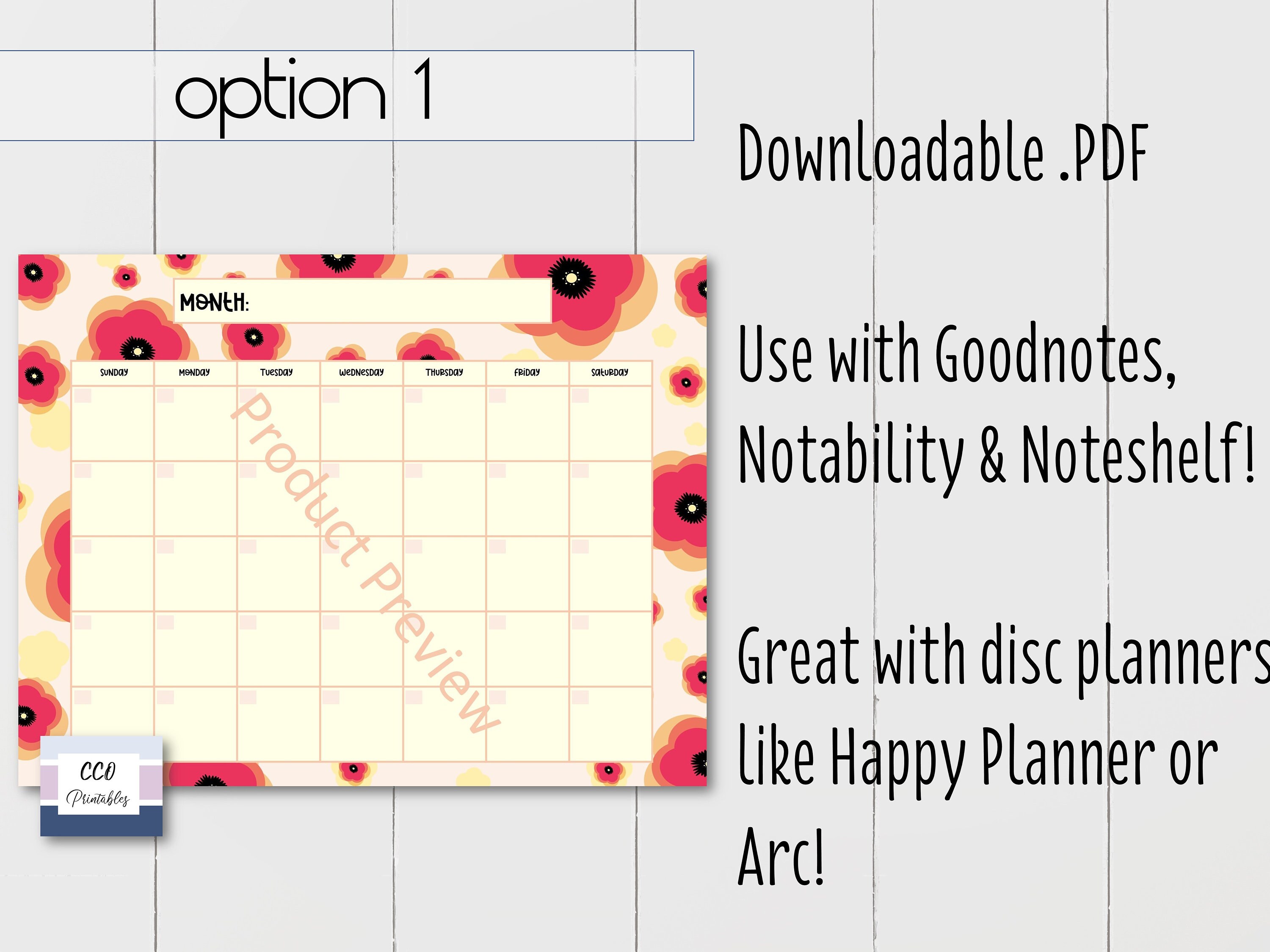 Monthly Undated Blank Calendar | Printable Undated Planner | .PDF ...
