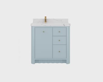 Orlando  36 in. W x 22 in. D Left Offset Sink Bathroom Vanity with Quartz or Marble Countertop | Modern Vanity