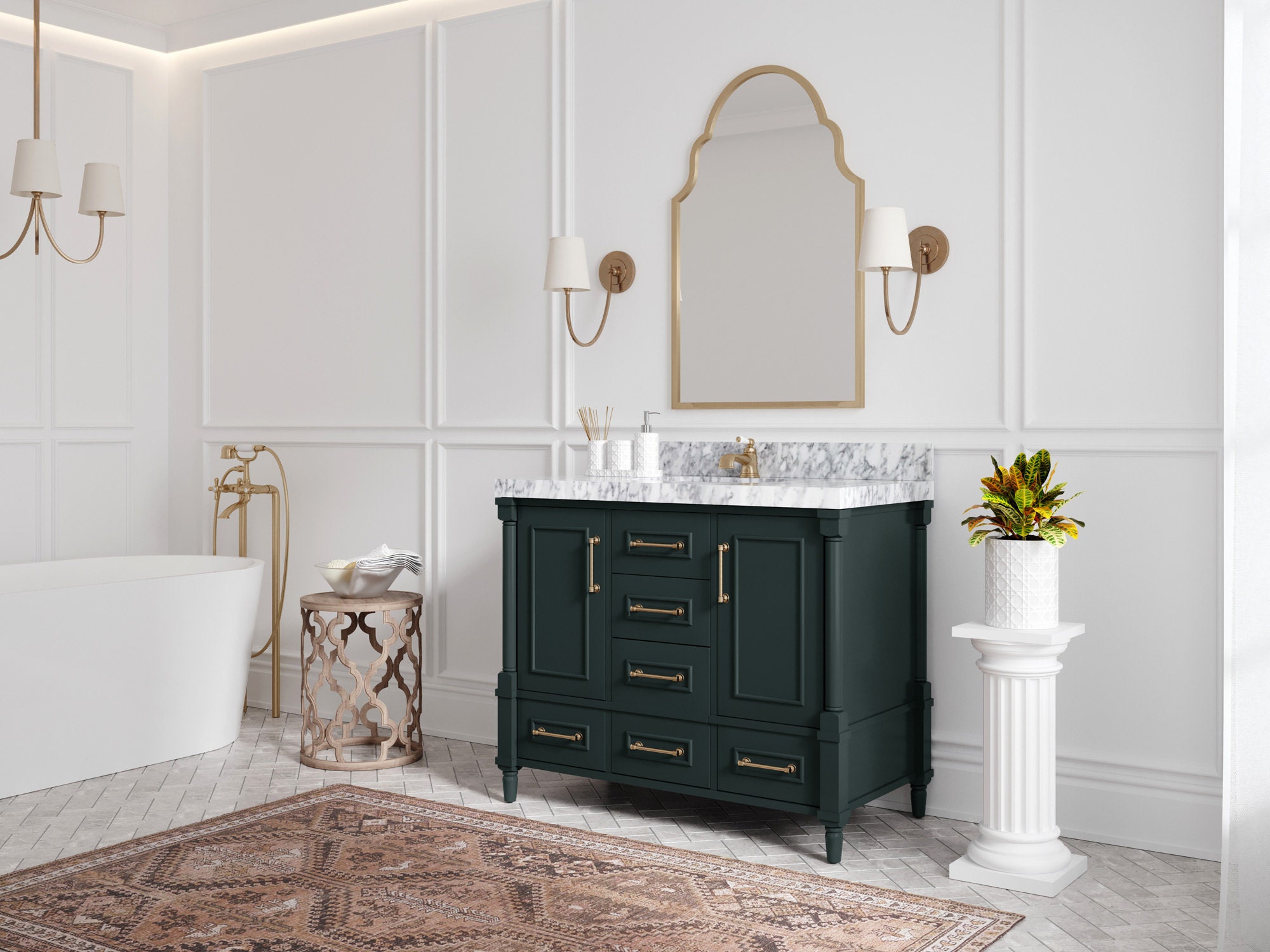 Aberdeen 42 In. W X 22 In. D Single Sink Bathroom Vanity in Dark Forest ...