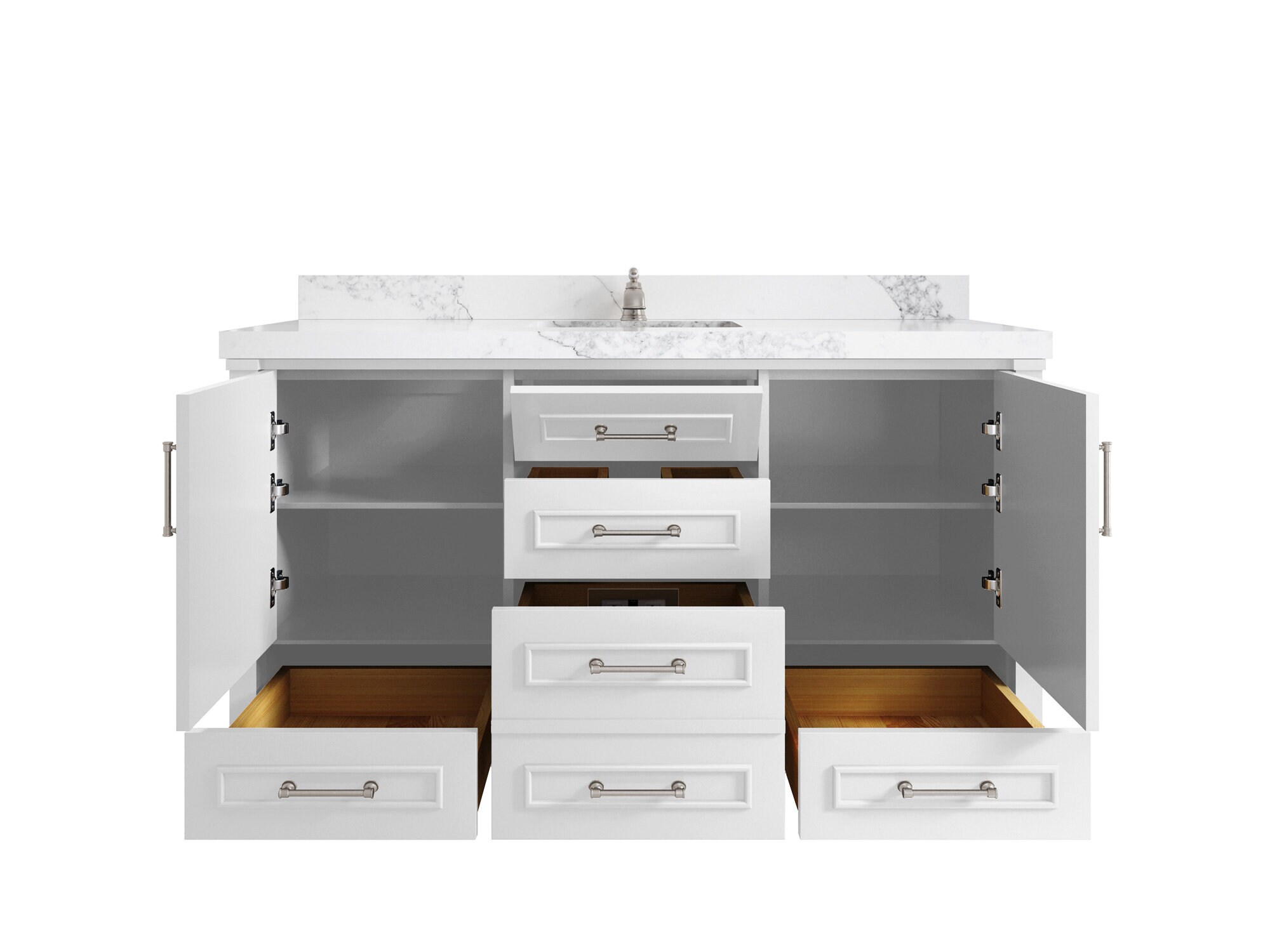 Aberdeen 60 In. W X 22 In. D Single Sink Bathroom Vanity in White With ...