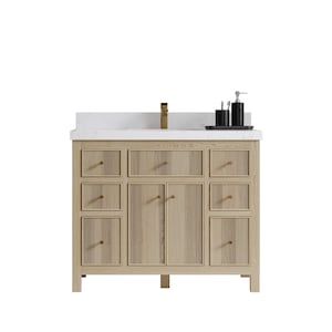 42 in. W x 22 in. D Sonoma White Oak Single Sink Bathroom Vanity with Quartz or Marble Countertop | MODERN VANITY