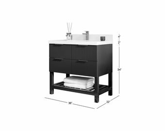Catalina 36 in. W x 22 in. D Free Standing Reeded Single Sink Bathroom Vanity Urbane Bronze with Quartz  Marble Countertop | MODERN VANITY