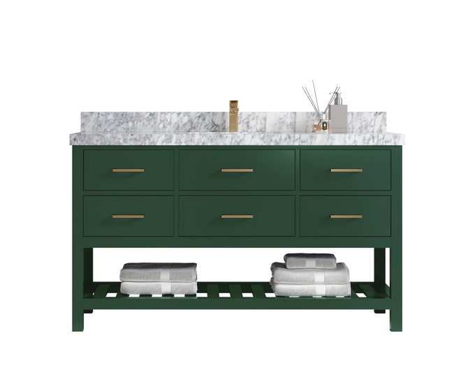 48 Bathroom Vanity, Navy Blue Shaker Vanity, Single Sink Base Cabinet ...