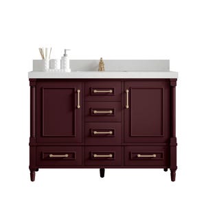 Aberdeen 48 in. W x 22 in. D Single Sink Bathroom Vanity in Burgundy with Quartz or Marble Countertop | MODERN VANITY | PREMIUM Q image 1