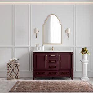 Aberdeen 48 in. W x 22 in. D Single Sink Bathroom Vanity in Burgundy with Quartz or Marble Countertop | MODERN VANITY | PREMIUM Q image 3