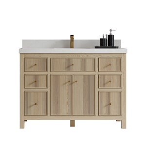 48 in. W x 22 in. D Sonoma White Oak Single Sink Bathroom Vanity with Quartz or Marble Countertop | MODERN VANITY