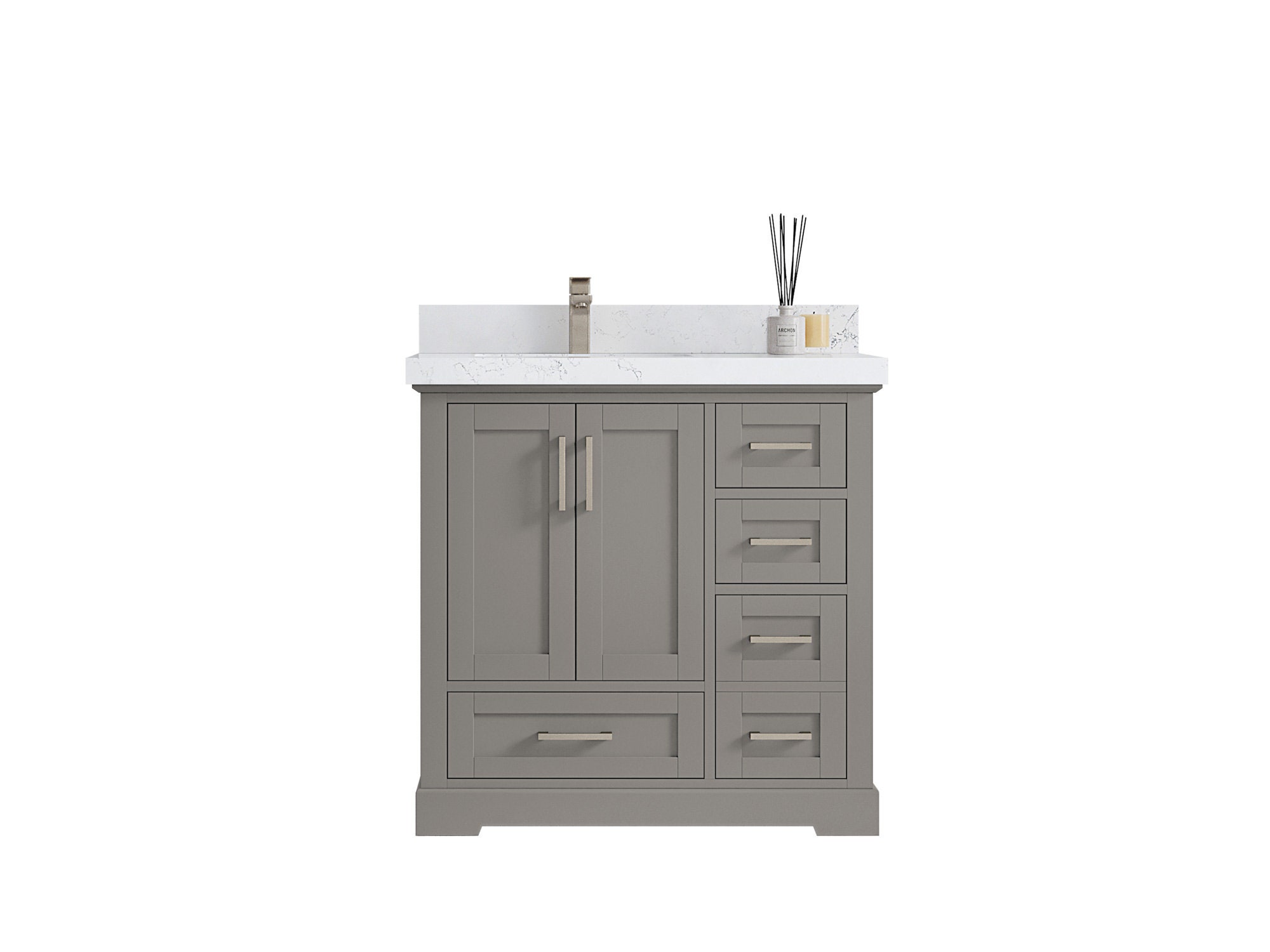 Boston 36 In. W X 22 In. D Left Offset Sink Bathroom Vanity in