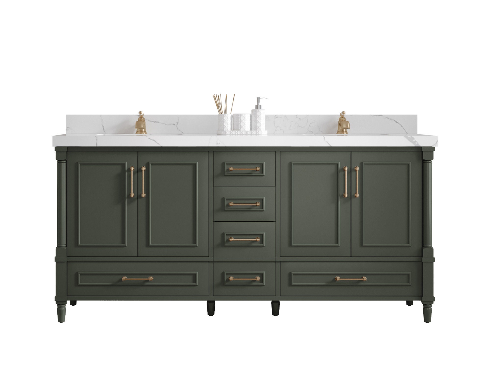 Aberdeen 72 In. W X 22 In. D Double Sink Bathroom Vanity in Pewter