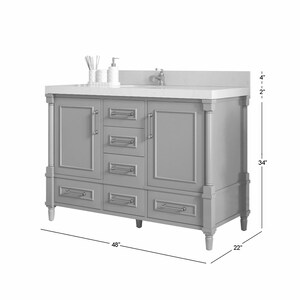 Aberdeen 48 in. W x 22 in. D Single Sink Bathroom Vanity in Burgundy with Quartz or Marble Countertop | MODERN VANITY | PREMIUM Q image 7