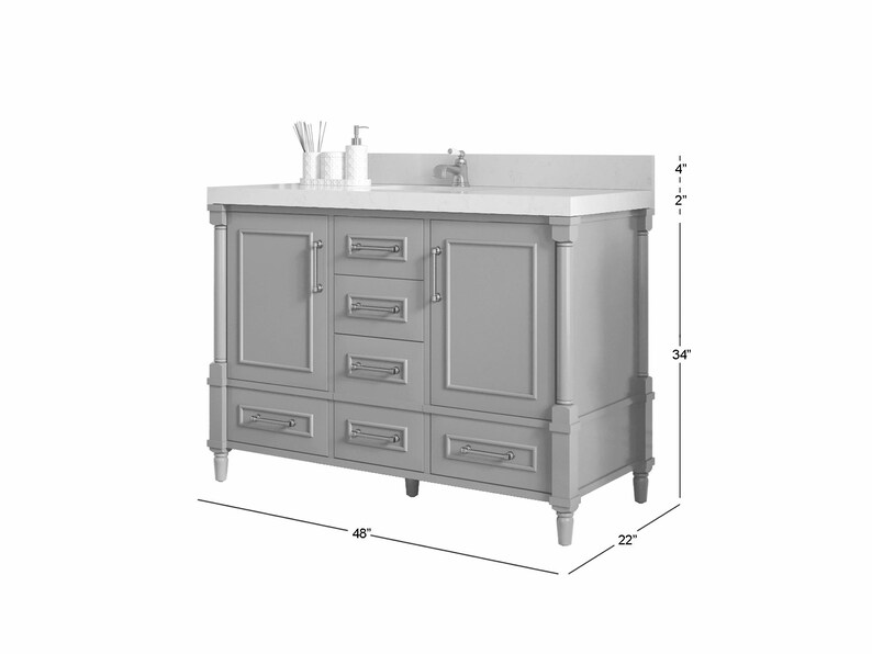 Aberdeen 48 in. W x 22 in. D Single Sink Bathroom Vanity in Burgundy with Quartz or Marble Countertop | MODERN VANITY | PREMIUM Q image 7