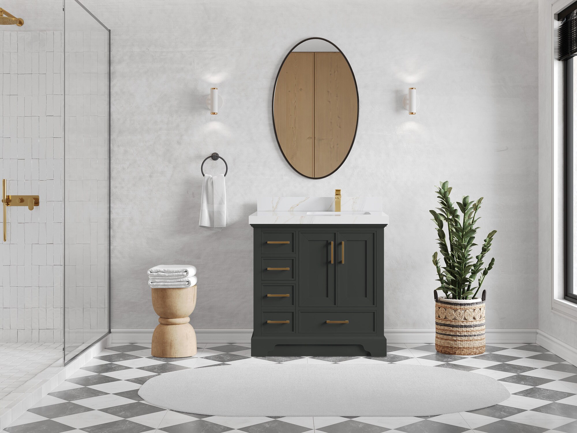 Charlotte 36 In. W X 22 In. D Right Offset Sink Bathroom Vanity in