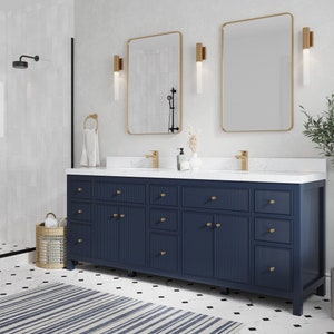 Sonoma 84 in W X 22 in D Free Standing Reeded Double Sink Bathroom ...