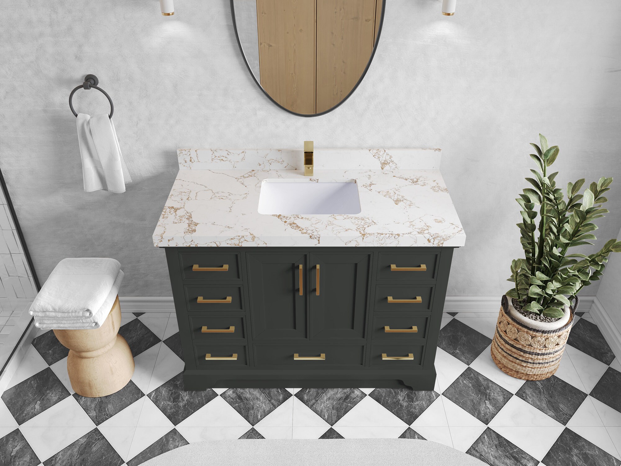 Charlotte 48 In. W X 22 In. D Single Sink Bathroom Vanity in Blacktop