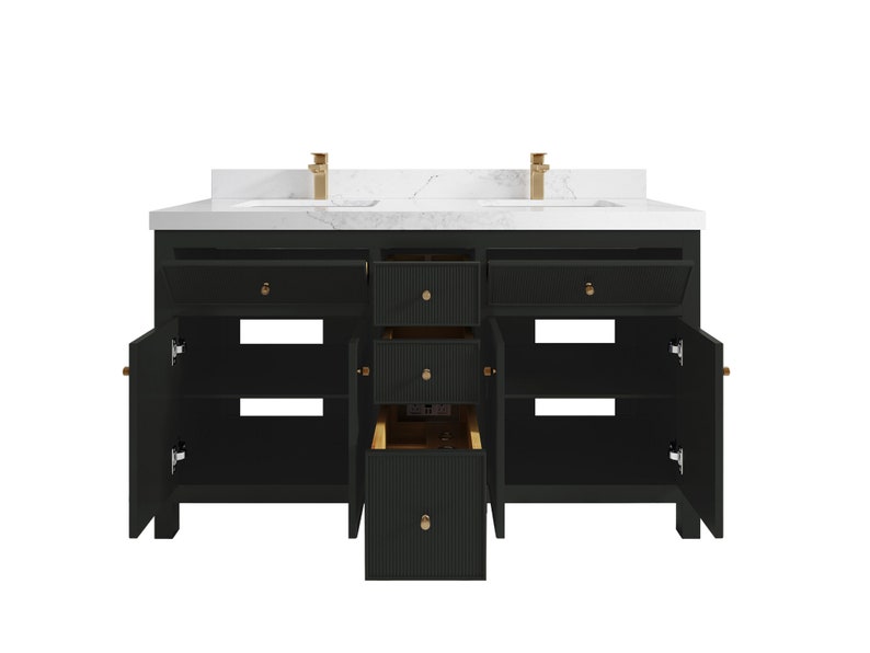 Sonoma 60 in W X 22 in D Free Standing Reeded Double Sink Bathroom