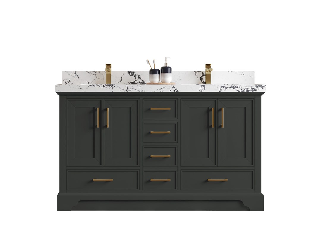 Charlotte 60 In. W X 22 In. D Double Sink Bathroom Vanity in Blacktop